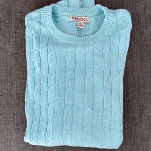 XS Merona cable knit sweater - light blue